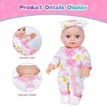12-Inch Doll Doll, Suitable For 3+ Years Old, Pretend Play Party, Fashion Doll Outfit, Holiday Gift (Includes Doll + Clothes + Headband + Pacifier + Eye Mask + Slippers + Pillow + Blanket + Sleeping Basket) - Multicolor - View 4