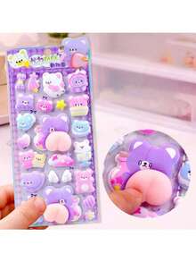 4 Styles Cute Cartoon Animal Stress Relief Stickers, Suitable For Sticker Books, Laptops, Refrigerators, DIY Phone Cases, Home Decor, Birthdays, Parties, Halloween, Christmas Gifts For Friends - Multicolor - View 13