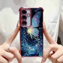 Funda de Teléfono con Luz de Sueño de Cielo Estrellado de Mariposa para Samsung Galaxy S20 FE 5G S20 Ultra S20 Ultra 5G S20 Lite S21 5G S21 FE 5G S21 Ultra 5G S21+ 5G S22 Ultra 5G S23 FE S23 Ultra para Samsung S23+ S24 FE S24 Plus S24 Ultra S25 Edge S25 Plus S25 Ultra Funda Protectora Antigolpes de Cuatro Esquinas Electrochapada Patrón Lindo Nueva Funda Transparente Suave Creativa NR5H - Multicolor - Ver 6