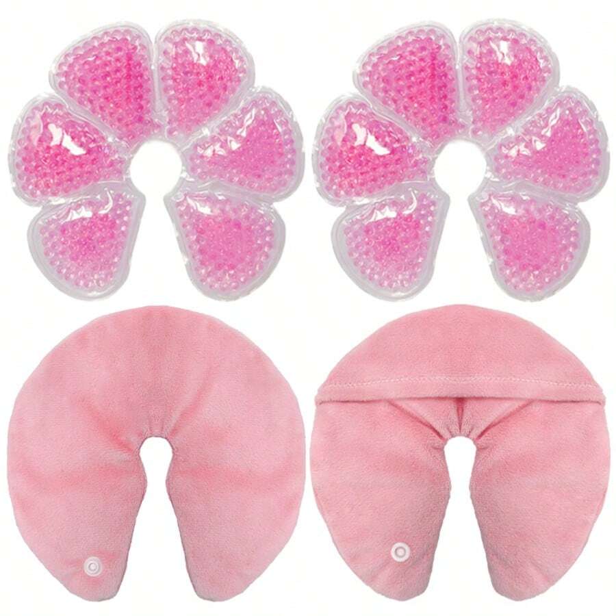 Lyntimo 2pcs Breast Ice Packs With Soft Cover, Hot/Cold Breast Pads, Essential For Nursing Mothers - Multicolor - View 1