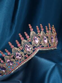 粉色皇冠，玫瑰金公主皇冠，情人节生日女王皇冠，新娘婚礼舞会圣诞节粉色头饰发饰，优雅礼物