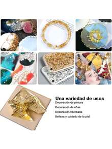 Estilo100 Páginas Hoja de Oro, Hojas de Hoja de Imitación para El Arte Hágalo Usted Mismo Artesanía Dorada, Decoración de Pasta Muebles Papel de Oro Lámina para Muebles Marco de Fabricación ArtesanalVersión mejorada - 400 páginas, 14 cm - Ver 3