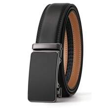 Men's Belt, Ratchet Dress Casual Belt With Adjustable Automatic Buckle Trim To Fit,36inch-40inchWaistAdjustable,Black-02 - 黑色-02 - 查看 1