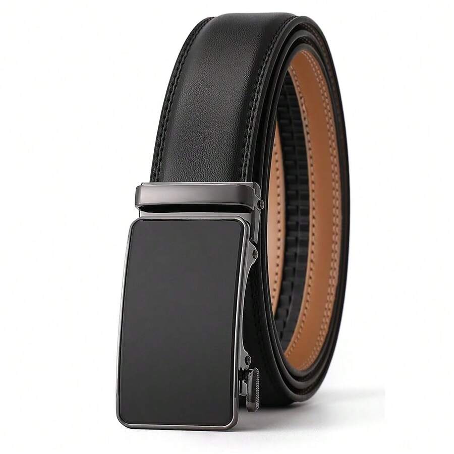 Men's Belt, Ratchet Dress Casual Belt With Adjustable Automatic Buckle Trim To Fit,36inch-40inchWaistAdjustable,Black-02 - 黑色-02 - 查看 1