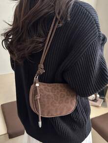 Mini Lychee Texture Crossbody Bag For Women, New Stylish Compact Daily Versatile Shoulder Bag - Coffee - View 2