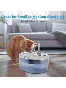 108oz/3.2L Automatic Cat Water Fountain, Stainless Steel Circulating Flowing Water Cat Drinking Bowl, Dog Water Bowl, Pet Water Dispenser, Suitable For Medium & Small Cats And Dogs, USB Powered, No Adapter Included - 3.2L - View 10