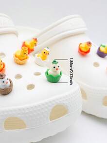 Bộ 8/16 món tượng vịt dễ thương đội mũ dùng làm phụ kiện trang trí giày dép, phụ kiện tự làm cho guốc và dép xăng đan. - Nhiều màu - Xem 5