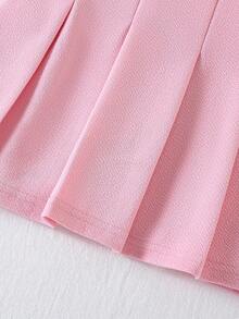 2 Stück/Set Lässig Dopamin Outfit für Kleine Mädchen, süßer Stil mit 3D Schleife Design Rundhals rosa Trägerhemd und weite Shorts Set, Frühling/Sommer - Pink - Übersicht 5