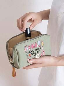 Women's & Cute Beauty Skincare Travel Organizer - Lightweight Foldable Cosmetic & Toiletry Bag With Zipper Closure, ,Lightweight Foldable Storage Bag,Women's Portable Travel Toiletries Bag, Lipstick Bag, Coin Purse, Large Makeup Storage For Daily Use, Spa, Vacation - Durable Gift-Worthy For Skincare Routine - Multicolor - View 7