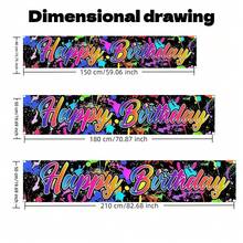 1 Stück Neon Geburtstag Outdoor Garten Dekorations Banner, Graffiti Geburtstag Hintergrund, für Geburtstagsfeierdekoration, Fotohintergrund Banner, Partydekoration, Innen- und Außenbereich Dekorations Banner