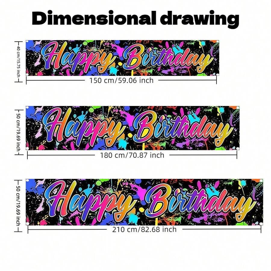 1 Stück Neon Geburtstag Outdoor Garten Dekorations Banner, Graffiti Geburtstag Hintergrund, für Geburtstagsfeierdekoration, Fotohintergrund Banner, Partydekoration, Innen- und Außenbereich Dekorations Banner