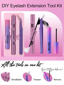 Eyelash Extension Kit - Includes Glue, Makeup Remover Oil, And Tweezers. This Eyelash Glue Has Features Of Sweat-Proof, Gentle, Fast-Drying, And Non-Irritating. This Multi-Functional Set Is Convenient To Carry, Beginner-Friendly, And Gentle To Use. A Complete Set Of False Eyelash Tools. - Multicolor - View 19