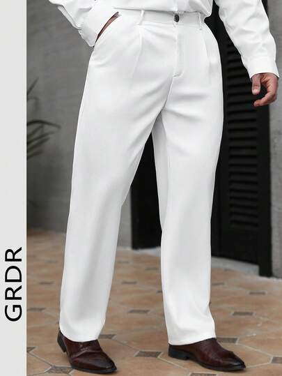 GRDR Calças casuais masculinas, modelagem solta, estilo minimalista, calças de alfaiataria slim fit, caimento fluido, resistentes a amassados, respiráveis, para primavera/verão.