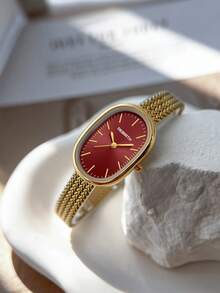 1pc Women's Casual Fashionable Oval Minimalist Quartz Watch, Suitable For Daily Wear - one-size - View 1