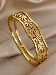 Bộ vòng tay bằng thép không gỉ mạ vàng 18K sang trọng, thanh lịch, họa tiết hoa rỗng và hình học, phù hợp cho nữ, thích hợp làm quà tặng Ngày Valentine, tiệc tùng, dạ hội, đeo hàng ngày, lễ hội, năm mới, đám cưới, đi biển, Giáng sinh, kỷ niệm, quà tặng mẹ, trang sức phong cách Boho, quà sinh nhật, quà tặng phù dâu và nhiều dịp khác. - Nhiều màu - Xem 5