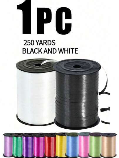 1 Roll 250 Yards Curled Ribbon, Balloon Ribbon, Plastic Balloon Tie, Suitable For Gift Wrapping, Balloon Strings, Weddings, Birthdays - Metallic Shiny Ribbon, Bouquet And Flower Wrapping Paper, Valentine's Day, Wedding, Birthday, Party Decor, Christmas