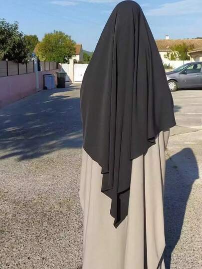 1pc Solid Color Nida Fabric Hijab, Simple & Convenient Prayer Headscarf, Suitable For Women's Daily Wear And Prayer, Applicable For All Seasons