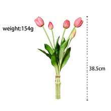 M.S MO SHI HOME FURNISHINGS 1 朵白色仿真郁金香，逼真 5 朵人造花，适合家居装饰、DIY 花瓶插花、卧室装饰、餐桌摆设、书桌装饰、中心装饰品、花园、婚礼装饰、新娘捧花、生日、复活节、情人节、母亲节、派对装饰、送给母亲的礼物、礼品和装饰品。 - 彩色 - 查看 5