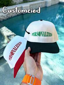 Customized Text Baseball Cap, Adjustable Baseball Cap, Cap With Your Text, Single Party Cap, Unisex, Great Birthday Gift For Friends, Suitable For Matches, Travel And Outdoor Activities - Multicolor - View 5