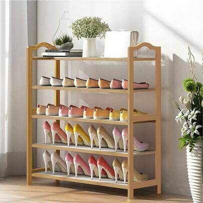 5/6 TIERS BAMBOO SHOE RACK FOOTWEAR ORGANISER WOODEN STORAGE SHELVES STAND Freestanding Storage Shelving Unit For Hallway, Living Room, Bedroom
