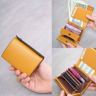 New Men's Short Wallet Unisex Universal Tri-Fold Multi-Card Slot Coin Purse Fashionable Solid Color Business Money Clip Box Bag For Men Wallet Mini Wallet Purse Wallet Small Wallet Travel Essential Badge Holder Id Card Holder Id Holder