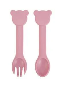 2PCS Print On Demand Baby Silicone Spoon Fork Baby Training Tableware Self Feeding Utensils Baby Shower Gift Baby Essentials Gifts - Multicolor - View 17