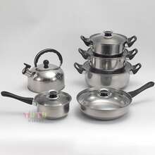 12 Piezas Juego De Ollas Y Sartenes De Acero Inoxidable De , Juego De Utensilios De Cocina Con Mangos Resistentes Al FríO, Ollas Y Sartenes Adecuadas Para Todas Las Estufas, Gas, EléCtricas E InduccióN, Aptas Para Lavavajillas - Plateado - Ver 7