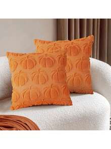 EstiloTendenciaGenéRico 2 Fundas De Almohada De OtoñO,Funda De Almohada De Calabaza De Halloween,Funda De Cojines Cuadradas-Para OtoñO, AccióN De Gracias Para Sofá Y DecoracióN Del Hogar (MarróN)Calidad PremiumVersióN Mejorada - Naranja - Ver 2