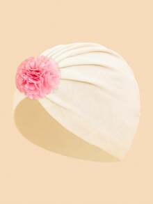 1顶婴儿轻盈蓬松花朵装饰发带帽，柔软舒适透气，弹性设计适合不同头型，适合0-6个月新生儿日常佩戴和户外玩耍，四季皆宜 - 彩色 - 查看 9