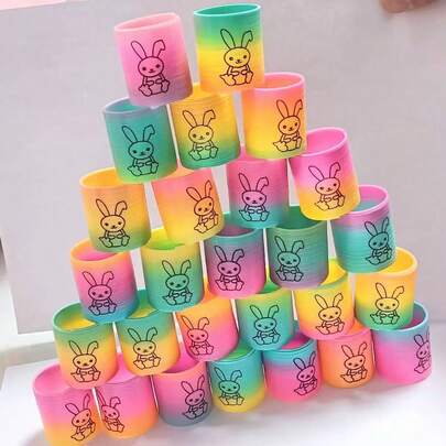 12个/24个/36个/60个 笑脸趣味兔子彩虹圈 3.2x3.5厘米 叠叠乐彩色弹簧圈 魔法彩虹圈 儿童玩具 派对小礼物 复活节嘉年华礼物 送给陌生人的玩具 游戏教师配件 游戏派对小礼物 派对小礼物 派对礼物 微型创意玩具 装饰品 玩具 家具装饰品 圣诞礼物 礼物 嘉年华礼物 复活节礼物 小型装饰品