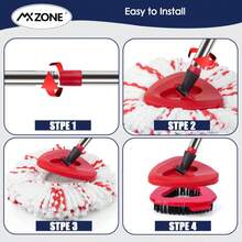 MXZONE Scrubber Mop Head Replacement Compatible With O Cedar EasyWring 1 Tank System, Spin Mop Scrub Brush Head, Hard Bristle Cleaning Brush Attachment For Kitchen Tile Floor, Not Fit RinseClean - ColorN - 查看 9
