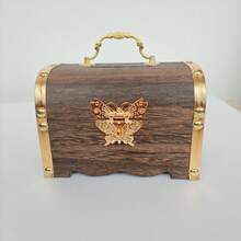 1pc Vintage Wooden Box, Coin Storage Jar, Gift Box, Suitable For Housewarming, Birthday, Christmas, Graduation Parties And Events, Can Be Used For Party Storage, Decor, Or Best Friend/Boyfriend Gifts, Valentine's Gifts - Black - View 3