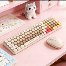 MOFII BabyBear 2.4G Wireless Keyboard And Mouse Combo, Ergonomic Design, Cute Cartoon Round Keycaps, Silent Typing, Compact And Portable, Suitable For Laptop, PC, Office And Home Use - Multicolor - View 14