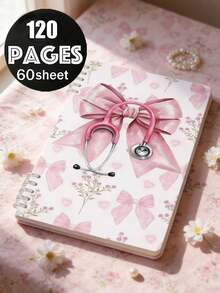 Sổ tay xoắn ốc chủ đề điều dưỡng A5, sổ kế hoạch và nhật ký y tế dành cho điều dưỡng - Sổ tay điều dưỡng màu hồng nhạt, trang trí bằng ống nghe, kim tiêm, lọ thuốc, hình trái tim và nơ - Nền hồng, với hình minh họa y tế, 120 trang, lý tưởng cho sổ kế hoạch học điều dưỡng, nhật ký du lịch, quà tặng tri ân điều dưỡng và kỷ niệm tốt nghiệp điều dưỡng. - Nhiều màu - Xem 1