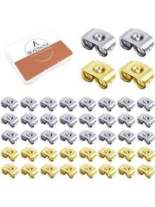 EstiloTendenciaBEADNOVA - 420 Arete De Acero Inoxidable Para Arete, HipoalergéNicos, Con Bloqueo QuirúRgico, Para Postes (400 Unidades, Dorado, 20 Unidades)Calidad PremiumVersióN Mejorada - 1 - Ver 1