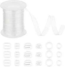 NBEADS 1094 Yards(10m) Clear Elastic Strap, 15mm_059inch Wide Transparent Elastic Band Clear Bra Strap Lightweight Clear Elastic For DIY Shoulder Bra Clothes Sewing Project, 02mm Thick - ColorD - 查看 1