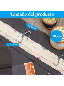 EstiloGanchos de Cortina, 50 Piezas Ganchos de Ganchillo para Cortina, Ganchos de Cortina de Metal para Cortinas, Cortinas de Puerta, Cortinas de Ducha (Plata)Versión mejorada - 1 - Ver 3