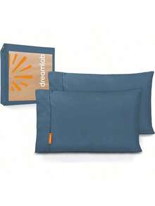 EstiloTendenciaDreamlab 2 Pack De Fundas De Almohada Premier 1800 Collection |     Fundas De Almohada De Microfibra De Lujo De Doble Cepillado, HipoalergéNicas |     2 Piezas TamañO Individual: 51 Cm X 76 Cm, Gris GrafitoCalidad PremiumVersióN Mejorada - 03 - Azul vaquero - Ver 2