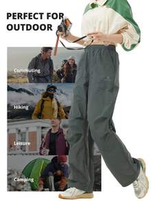 CAMEL CROWN Women's Woven Quick-Dry Pants, Soft Shell Pants For Spring/Summer, Wind-Resistant Durable Work Pants, Quick-Dry Parachute Pants - Dark Green Gray - View 2