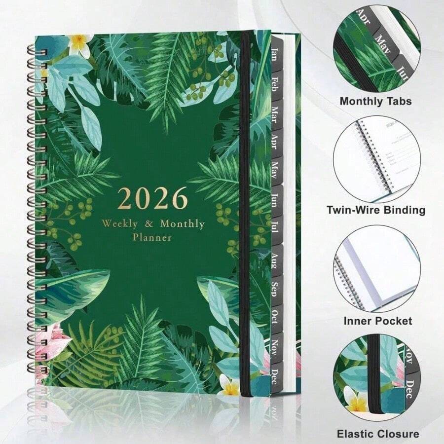 2026 Planner - January 2026 To December 2026, A5 Size (6.3 X 8.4 Inches), Weekly & Monthly Planning, 2026 Calendar Planner, With 12 Month Tabs - Multicolor - View 1