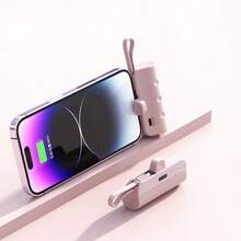 Mini 10000mAh 2-In-1 Portable Charger With Wireless Charging Compatible With IPhone/Type-C - 粉紅色的 - 查看 9