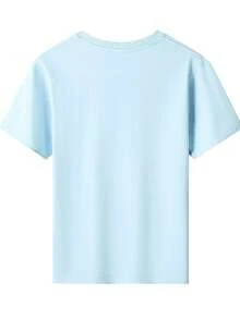 Disney Stitch And Angel Printed Pattern T-Shirts For Girls - Children's Clothing Design Short-Sleeved Casual And Cute Style Comfortable And Casual Wear All Year Round Suitable For Parties And Play Machine Washable Gift Children's Clothing Girls' Short-Sleeved Shirts - Baby Blue - View 3