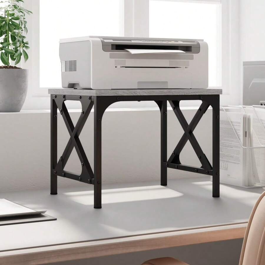 vidaXL Support d'imprimante sonoma gris 40x30x31 cm wood engineering - Gris - Voir 1