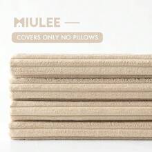 [Free Shipping]MIULEE Boho Farmhouse Throw Pillow Covers 18x18 Inch Set Of 4 Mordern Nordic Cushion Covers Soft Corduroy Home Decor For Couch Bed Sofa Living Room Beige - 米色,18英寸x18英寸,4件裝 - 查看 7
