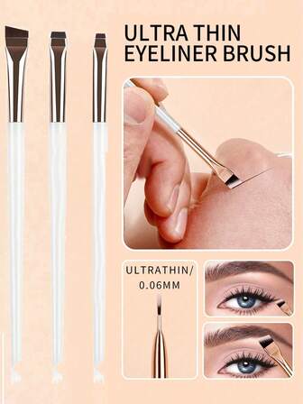 精准眼妆套装，包含4支合成纤维化妆刷（斜角眼线刷、细眼线刷、眉刷、超细眼影刷），助您精准打造眼妆和眉妆。套装还附赠可重复使用的五合一硅胶化妆模板：眼线模板+眉形模板，即使是新手也能轻松打造精致眼妆。价格实惠，功能多样。是日常妆容、旅行的理想之选，也是送给化妆爱好者的绝佳圣诞礼物。