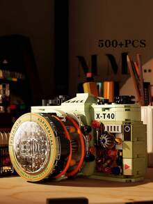 Classic Retro 3D Colorful Building Block Model Toys, Ideal For Creative DIY Assembly And Display. They Have A Nostalgic 80s Style, Suitable For Collection And Commemoration. Can Be Used For Desktop Display, Handicrafts, Decoration, As Winter Gifts, Christmas Gifts, Halloween Gifts, No Electricity Required, No LED Lights. This Set Includes A Retro Camera, Coffee Machine, Projector, And Landline Phone. - Multicolor - View 12