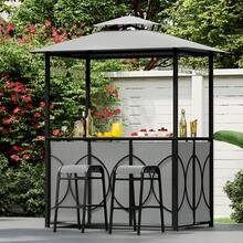 Lifezeal 6.5 X 4 X 8 FT Grill Gazebo Set With 2 Bar Stools, Tempered Glass Bar Table Brown/Gray - Grey - View 1