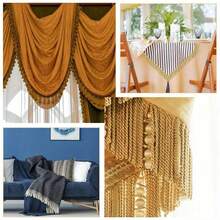 1码 x 5厘米流苏饰边，布料包边，适用于DIY装饰，可用于窗帘、靠垫、服装等。