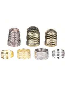 EstiloJuego De Dedal De Costura Vintage De 7 Piezas, Latón De Costura Dedal Ajustable Protector De Punta De Los Dedos Para Bordado Manualidades Accesorios De Costura DIYVersión mejorada - 1 - Ver 9