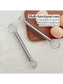 2pcs Stainless Steel Double Head Milk Frother, Kitchen Tool For Flour, Cream, Milk Tea And Coffee - Stainless Steel Mixer - View 5